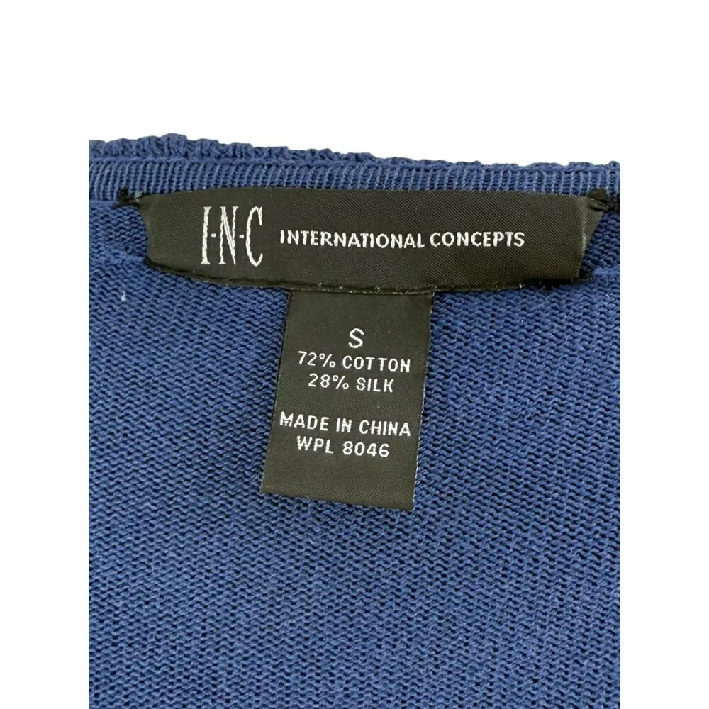 Vintage Y2K I.N.C Blue Ruffled Silk Cotton Cardigan | Coquette Minimalist Boho M - Picture 12 of 14